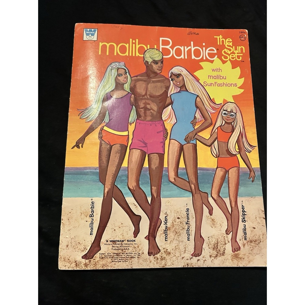 Vintage Malibu Barbie The Sun Set Paper Dolls Mattel 1972 Used Whitman